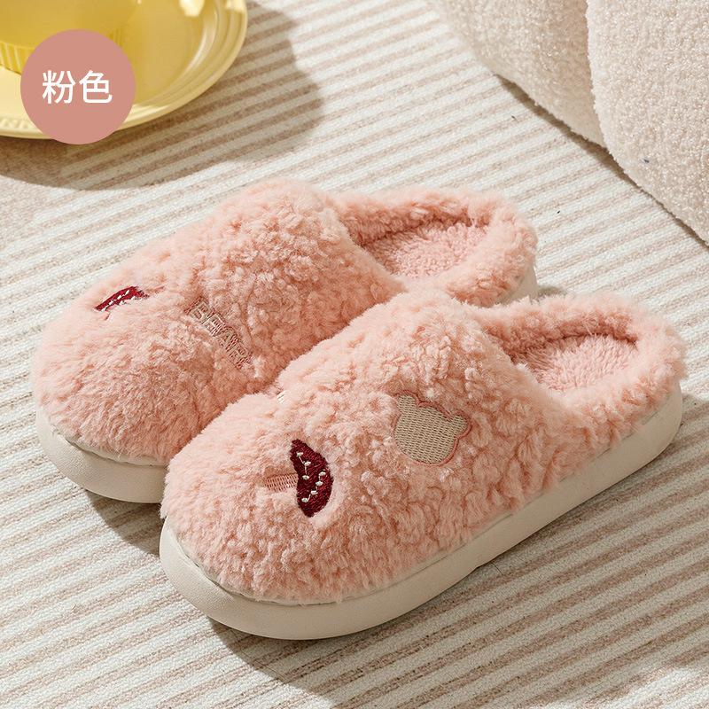 Мода осень и зима мода новые хлопковые тапочки для дома противоскользящие теплые тапочки на толстой подошве тапочки мужская обувь 40 41fit39 40 розовый 2369₽