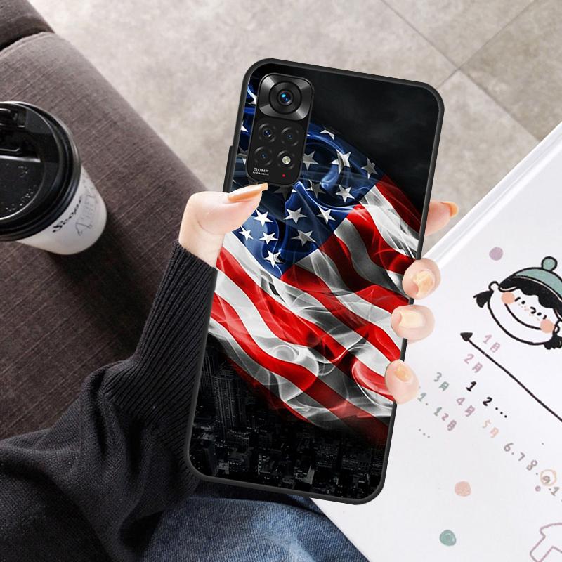 America USA Flag Case For Xiaomi Redmi Note 11 10 9 8 12 Pro 10S 11S 12S Cover For Redmi 9 10 10A 9C 10C 12C