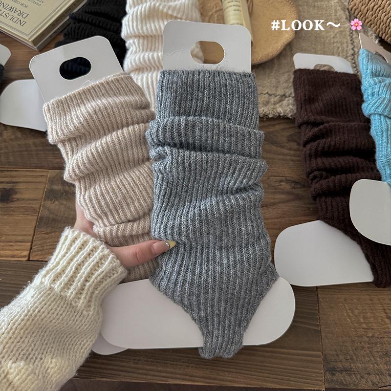 Women’s Japanese JK Lolita Milky White Slouchy Knit Boot Cover Mid-Calf Leg Warmers