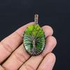Tree Of Life Green Flash Labradorite Gemstone Pure Copper Wire Wrapped Handmade Pendant Jewelry