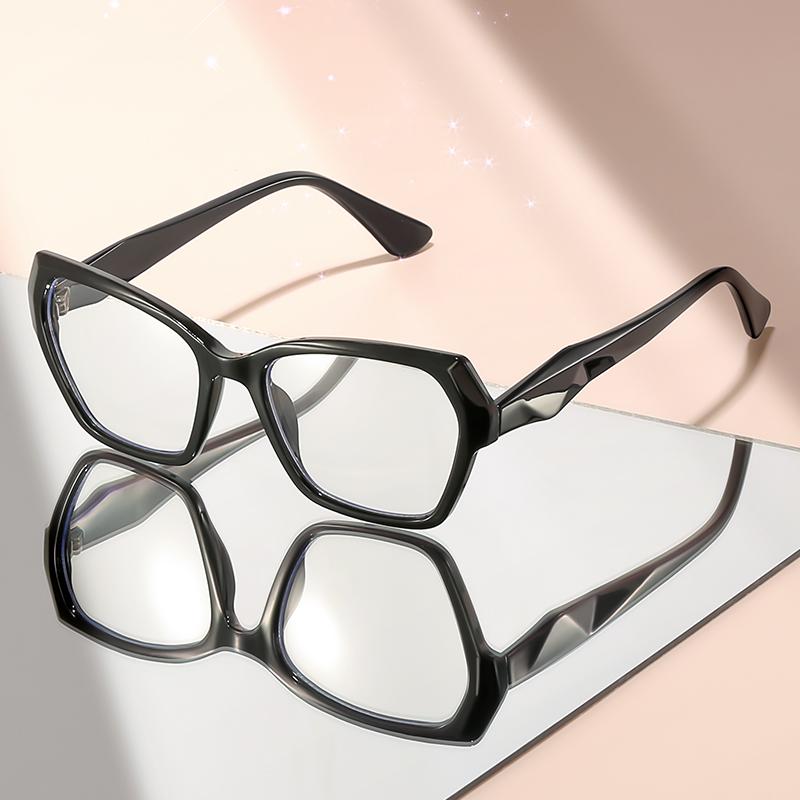 Latest cat-eye type light-colored flat light glasses for daily travel shooting decoration and anti-blue light decoration