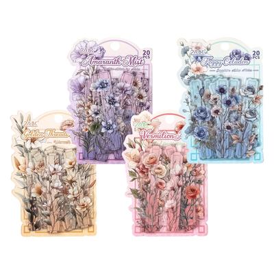 Vintage Flower Stickers 20Pcs Plants Flowers Sticker Pack Scrapbooking Collage Journal Planner Hand Account Stationer Decor