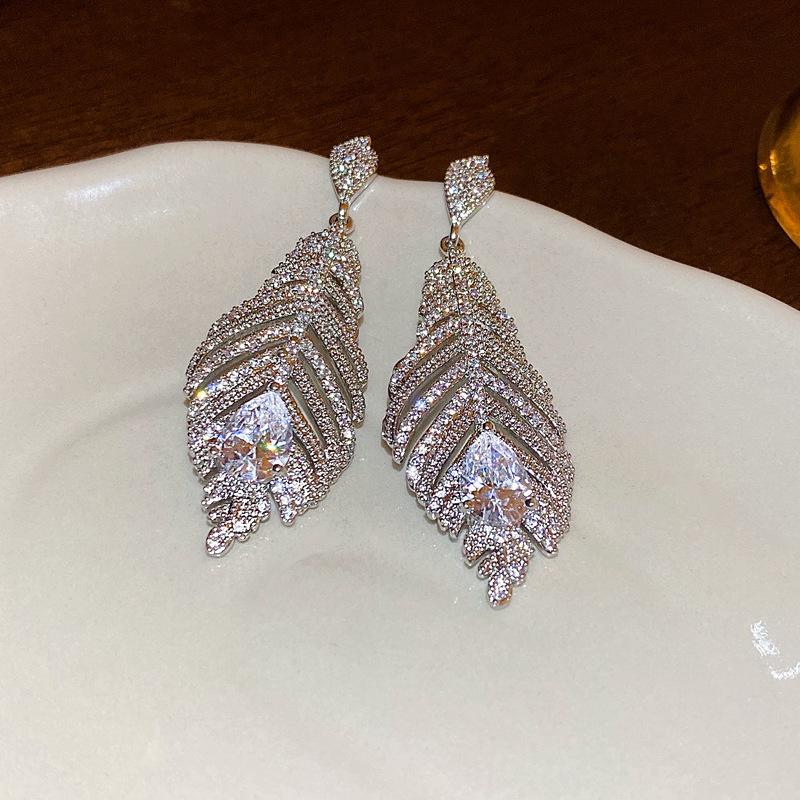 Super Flash Water Drop Zircon Splicing Long Tassel Dangle Earrings for Women Light Luxury Dainty Magnificent Earring K