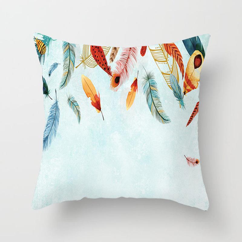 Home Decor Colorful Feather Patterns Pillowcase for Home Pattern Cushion Cover Suitable for Sofa Bedroom Car Pillow Cover