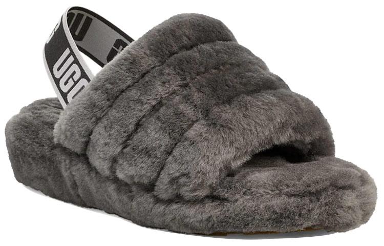 UGG Fluff Yeah Slide Suola Spessa Pantofole Grigie Donna 1095119-CHRC