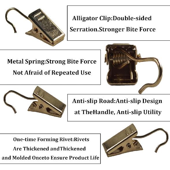 30Pcs Gold Small Curtain Clips with Hooks, Mini Metal Hook Clips for Photos, Home Decoration, Art Craft Display, Outdoor String Lights