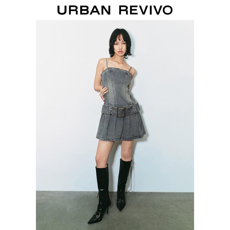 UR 2024 Summer Retro Denim Suspender Dress