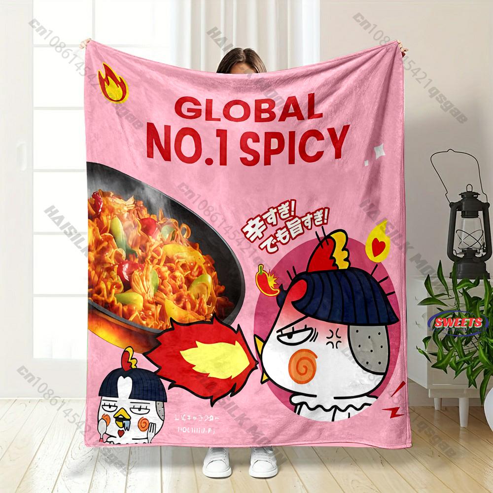 16 Styles Spicy Chicken Noodles Instant Noodles Print Blanket Fun Holiday Gift for Family Friends Home Sofa All Seasons Blanket