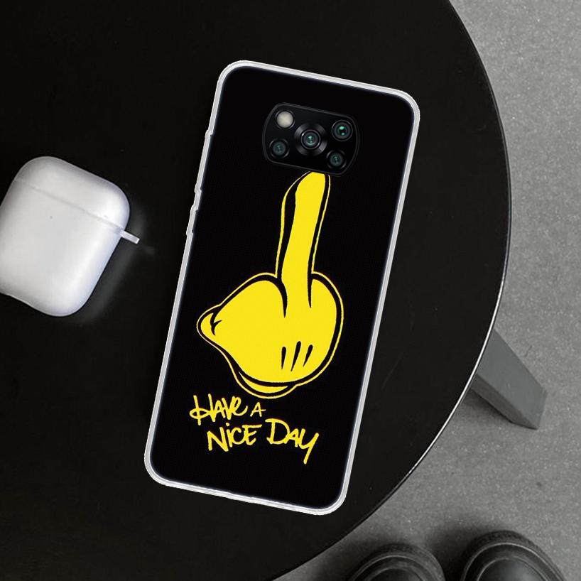 Middle Finger Phone Case Cover for Xiaomi Poco X6 X5 X7 Pro F7 Ultra Redmi 15C 15 13C 13 12C 12 10C 10 10A 9C 9A 9T 9 Coque Poco