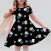 Sanrio 2026New Girls Summer Dress Fashion Cartoon Cute Hello Kitty 3DPrint Dresses Girl Short Sleeve Princess Vacation Clothing