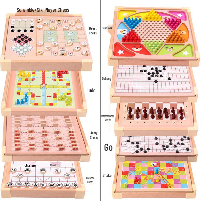 Mussels Wooden 11-in-1 Children s Board Game Set