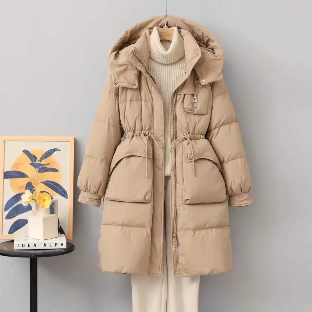 New Down Jackets In Winter, Women's Medium and Long Waist and Thin Fashionable White Duck Down Thickened Warm Jacket