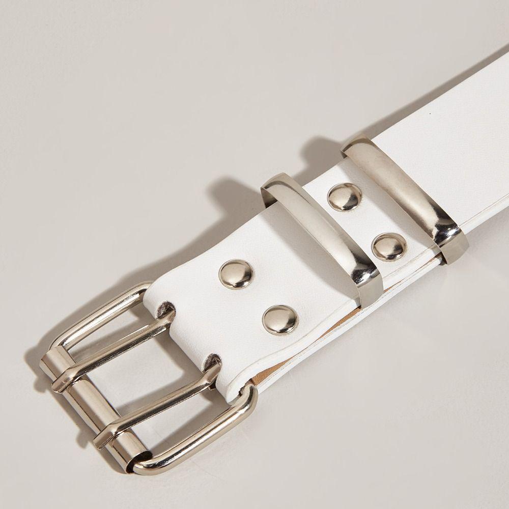 Star Eyelet Gothic Leather Belt Hip Hop Double Pin Buckle Waistband Y2k Waist Band