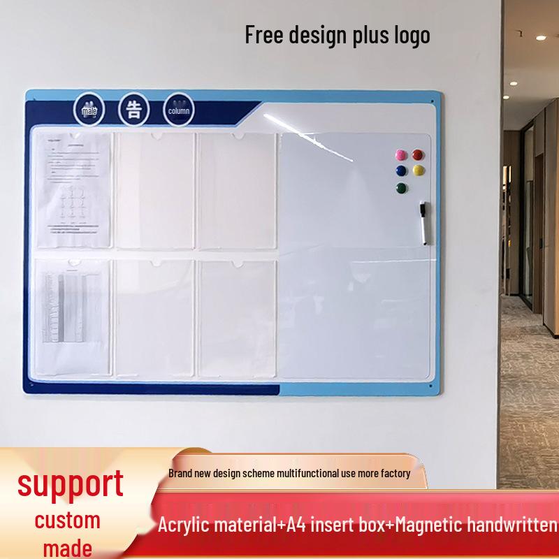 Wall-Mounted A4 Magnetic Display Board for Notices and Signs
