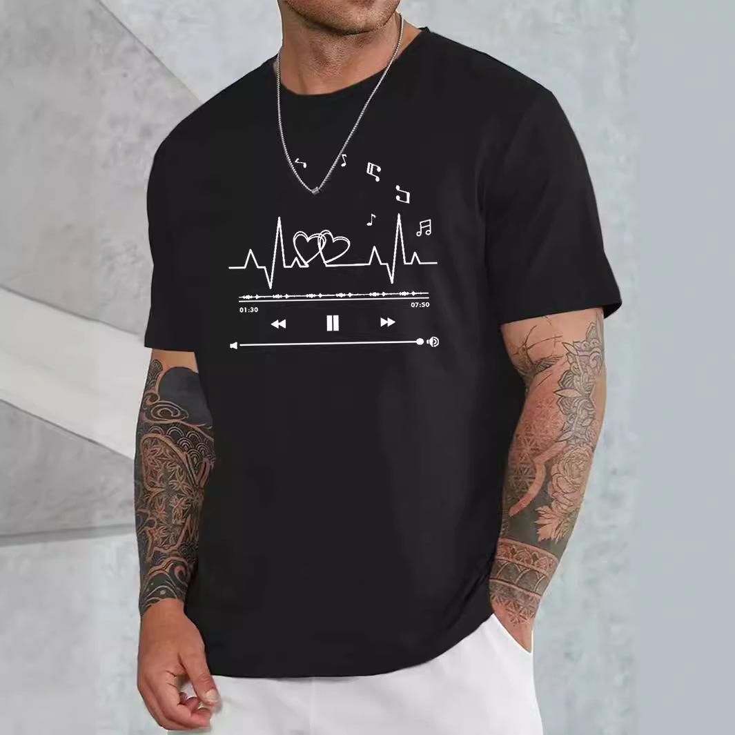 

Letters Cotton T-Shirt Short Sleeve Round Neck Women 2d Print Tops S