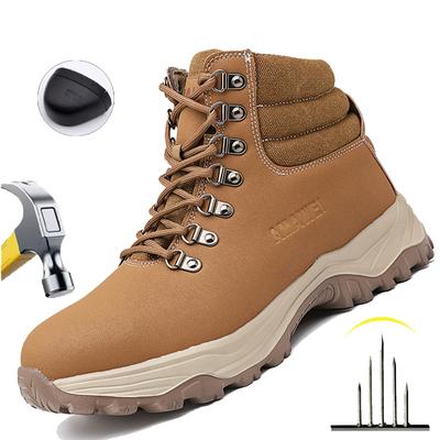 Botas de Trabalho com Biqueira de Aço Anti-Esmagamento Sapatos de Proteção Masculinos Respiráveis Antiderrapantes Antiperfurantes Sapatos de Trabalho para Construção Botas de Caminhada