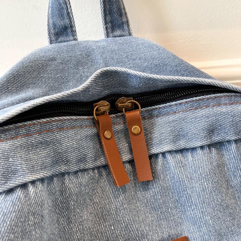 Denim Ryggsäck Dam Ryggsäck med stor kapacitet Student Skolväska