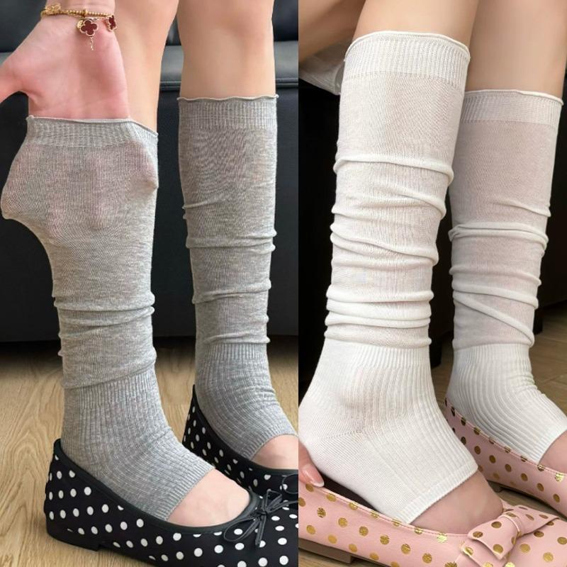 1-2pairs New Korean Sweet Ballet Style Long Stocking Women's Lace Pile Socks Academy Style Versatile Half Foot Socks