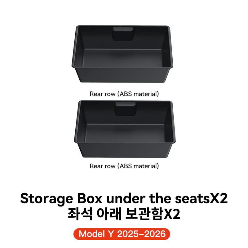 YZ Für Tesla Model Y Juniper 2026 Unter Sitz Aufbewahrungsbox Sitze Schublade TPE Verstecktes Aufbewahrungsfach Schub-Zieh Auto Organizer Zubehör