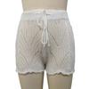 Damen-Strandshorts, aushöhlen, gestrickt, Spitze, Kordelzug, elastische Taille, einfarbig, weich, atmungsaktiv, lockere Sommer-Bikinishorts mit hoher Taille