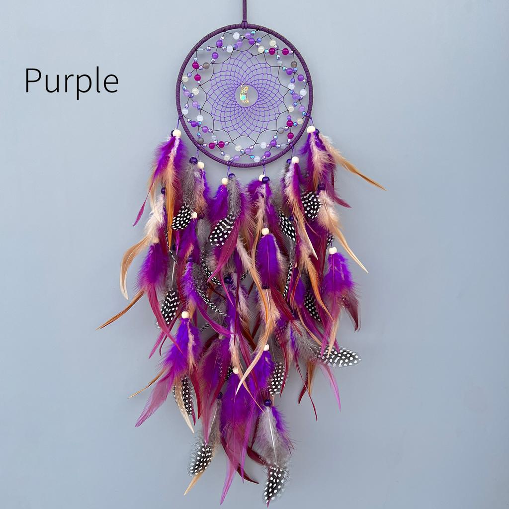Colorful Feather Woven Atmosphere Decoration Living Room Wall Ornaments Bedroom Home Agate Dream Catcher Net Decorations