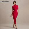 New Foreign Style Elegant Slim Fit Ruffled Dress Sexy Low-Cut Back Women's Long Gown