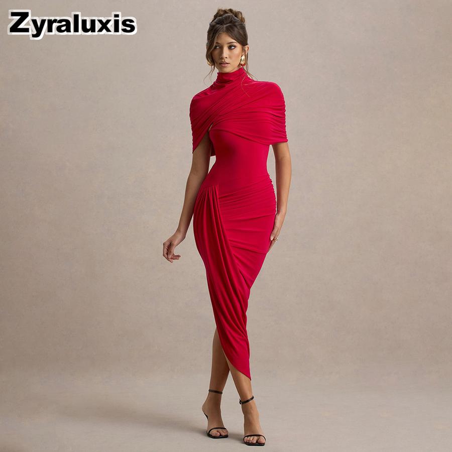 New Foreign Style Elegant Slim Fit Ruffled Dress Sexy Low-Cut Back Women's Long Gown