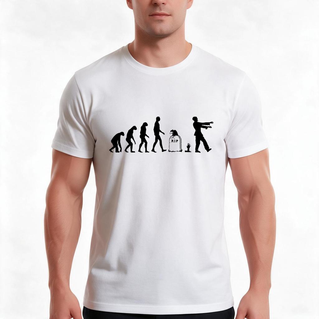 Evolution Zombie Tshirt Summer Casual Cotton Tee Oversized Streetwear Tops Vintage Graphic Print Loose Fit Short Sleeve