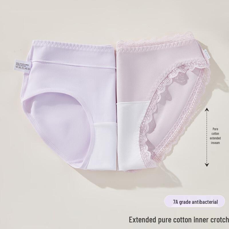 Langsha Women's 7A Antibacterial French Lace Cotton Underwear (4-Pack)
