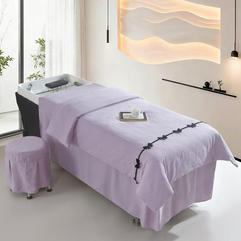 70x150cm 3-Piece Set Summer Lightweight Bubble Gauze Massage Bed Cover for Thai Shampoo Bed Head Therapy Bed Linen