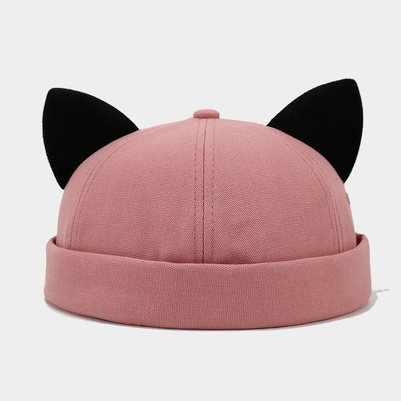 Geeignet für alle Jahreszeiten Kreative Katzenohren Einfache und modische Hüte Unisex Street Trend Vielseitige Melonenhautmützen