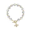 Baroque Freshwater Pearl Bee Charm Bracelet With Zircon Inlay Minimalist Womens Jewelry Accessory