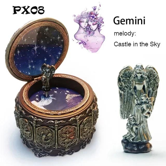 Rotating Vintage Music Box With Constellations Goddess Mechanism Musical Box Signs Of The Zodiac Gift for Birthday Christmas