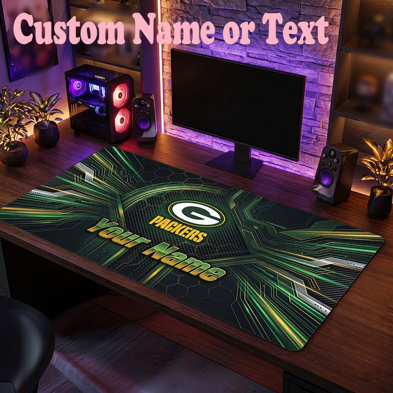 Green Bay Packers Customized Name Text Mouse Pad, Large Desk Mouse Mat Personalized Home Office Present