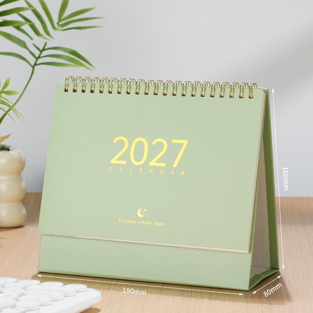 Paper 2027 Desk Calendar Spiral Binding Flip Calendar Durable Academic Planner Office Desk
