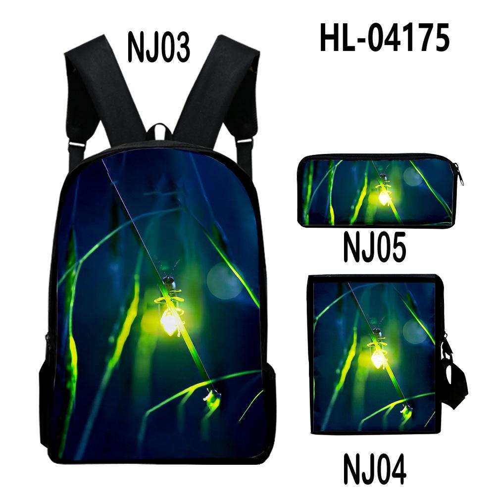 Classic Popular Classic Fireflies 3D Print 3pcs/Set pupil School Bags Laptop Daypack Backpack Inclined shoulder bag Pencil Case