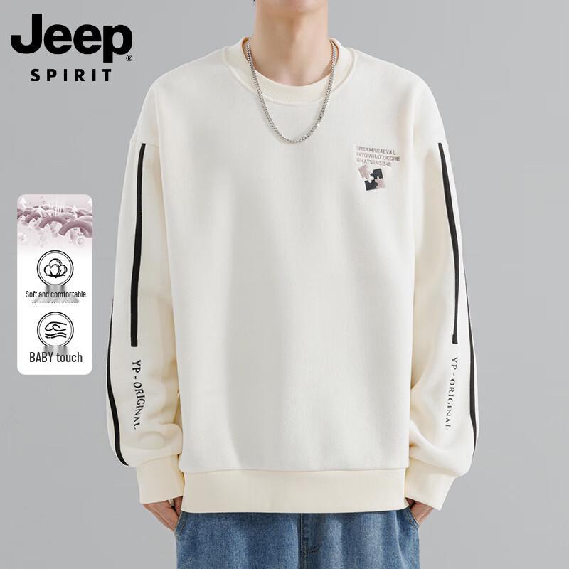 JEEP SPIRIT Men s Striped Embroidered Fleece Sweatshirt XL