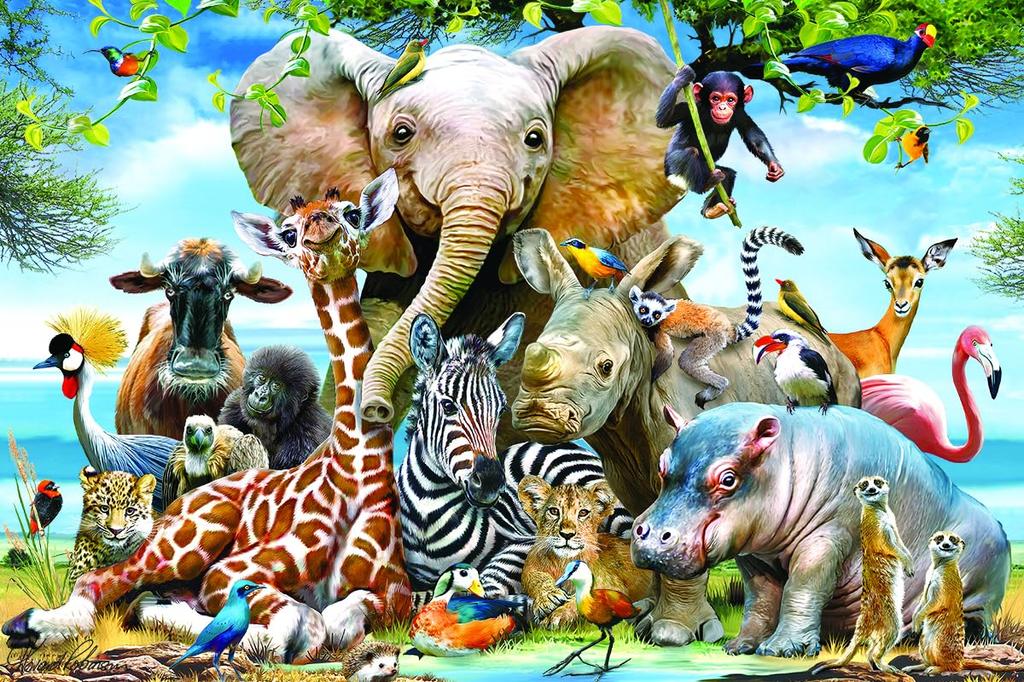 Yamasan Prime 3D Howard Robinson African Animal Group Photo Finished 46 X 31 Cm 150 Pieces 10873, Size /