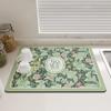 Retro Dish Drying Mats For Kitchen Non-slip Coffee Draining Pad Quick Dry Tableware Placemat Dinnerware Washable