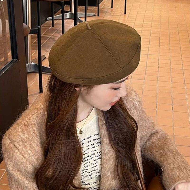 Beret Women Autumn And Winter Japanese Style Large Head Circumference Ins Network Celebrity Face Small Mountaineering Scarf
