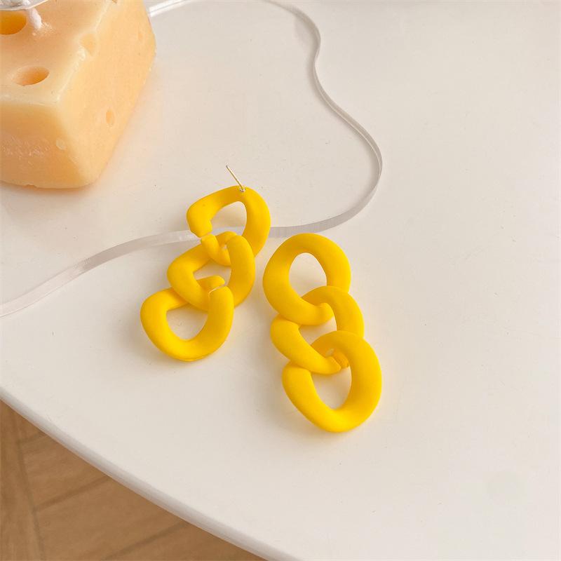 Statement Colorful Acrylic Cuban Chain Drop Earrings for Women Trendy Matte Link Chain Long Dangle Earring Korea Fashion Jewelry