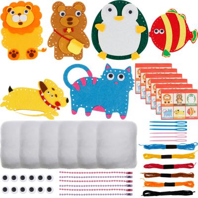 Kids Sewing Kit Fun and Educational Beginner Sewing Kit Creative Felt Sewing Kit Portable DIY Felt Sewing Craft Kit for Family