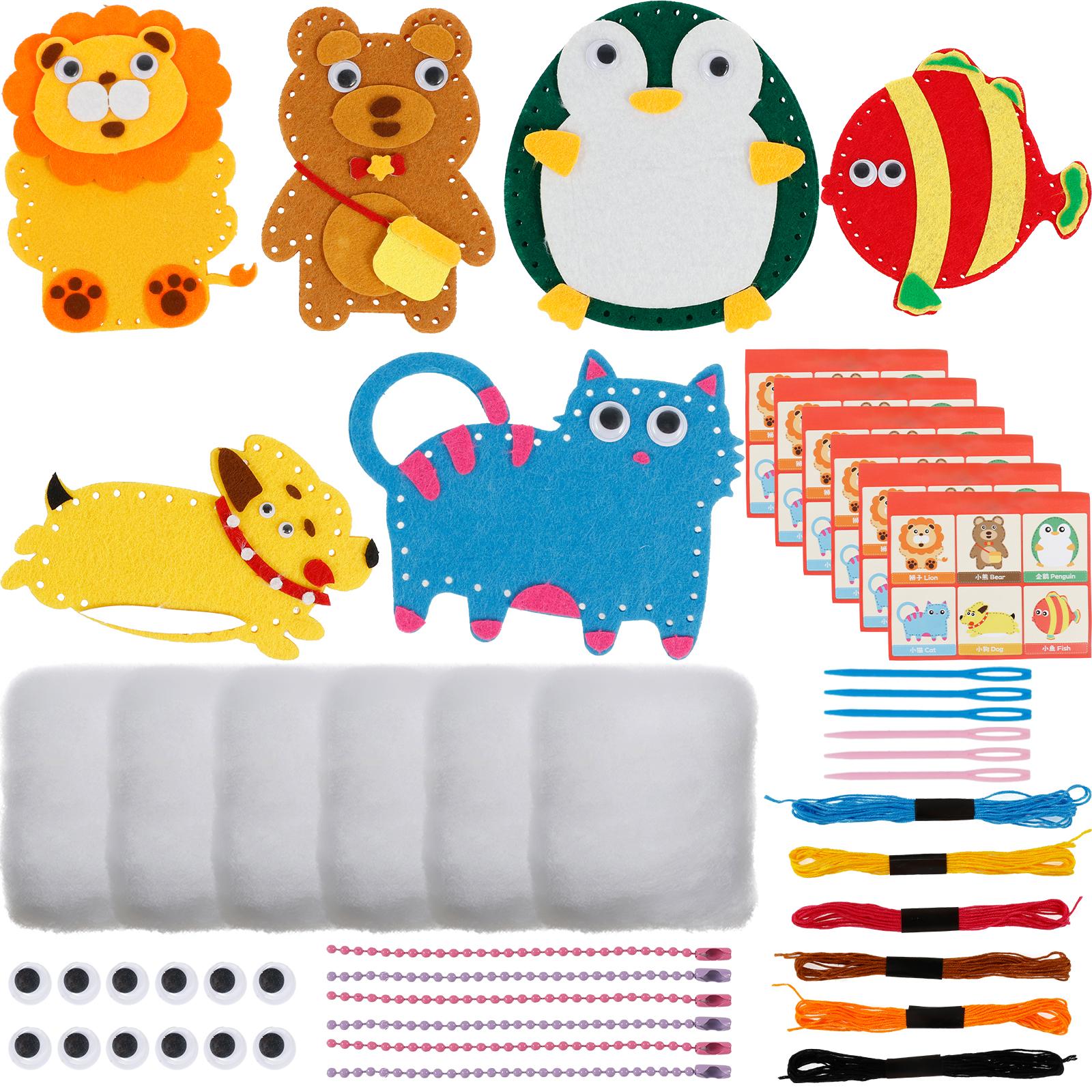 

14/6pcs Animals Sewing Kit for Beginner Kids Arts & Crafts DIY Sewing Toy Birthday Gift For Girls Animals Craft Felt Sewing Kit