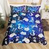 Rainbow Cat Butterfly Duvet Cover Three-Piece Set Watercolor Galaxy Outer Space Bedding Set With Pillowcase