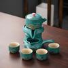 New Chinese coarse pottery Guochao Qingshan semi-automatic tea set Lazy stone mill portable tea making set Household tea set
