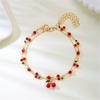Vintage Inspired Cherry Charm Bracelet Adjustable Bohemian Style Cubic Zirconia Clavicle Chain For Casual Or Party Wear