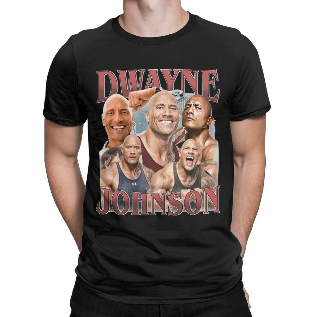 Men T-Shirt Dwayne Johnson Bootleg 90s Style Vintage Pure Cotton Tee Shirt Short Sleeve T Shirt Crewneck Tops Summer
