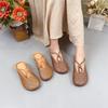 Johnature Genuine Leather Round Toe Slippers Women's Slip-on Shoes Casual Soft Sole Outside Slides