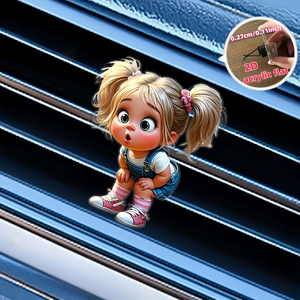 2D flat cute girl car vent clip decorative diffuser (fragrance not included), car interior decoration, aromatherapy clip, ideal for holiday gifts