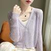 Women Thin Long Sleeve Solid Sunscreen Knit Cardigan Summer Outerwear Cover Up
